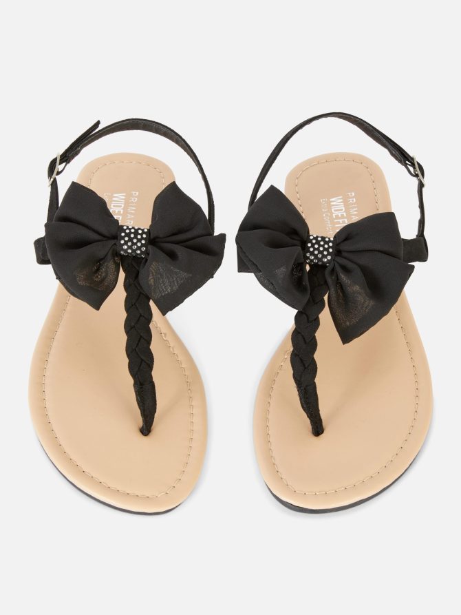 Wide Fit Chiffon Bow Sandals - Image 2