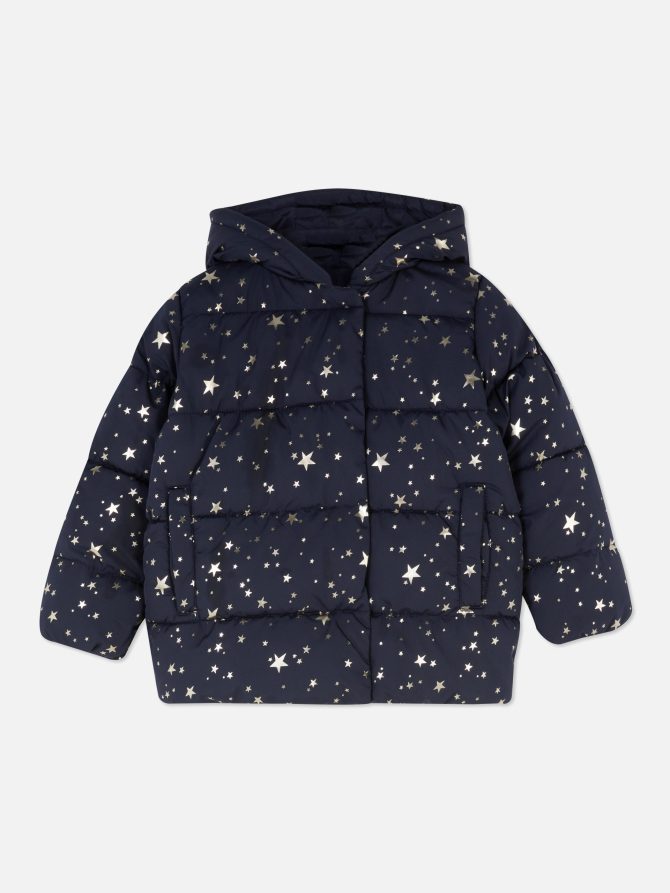 Star Print Puffer Coat