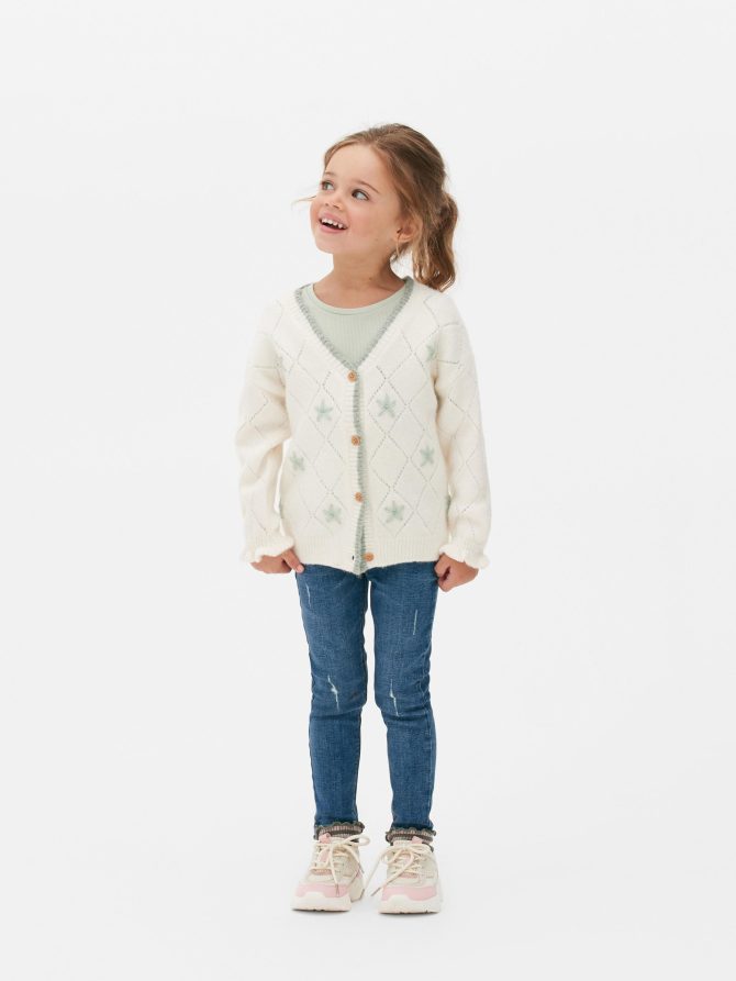 Floral Embroidered Knitted Cardigan