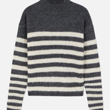 Stripe Mock Neck Sweater