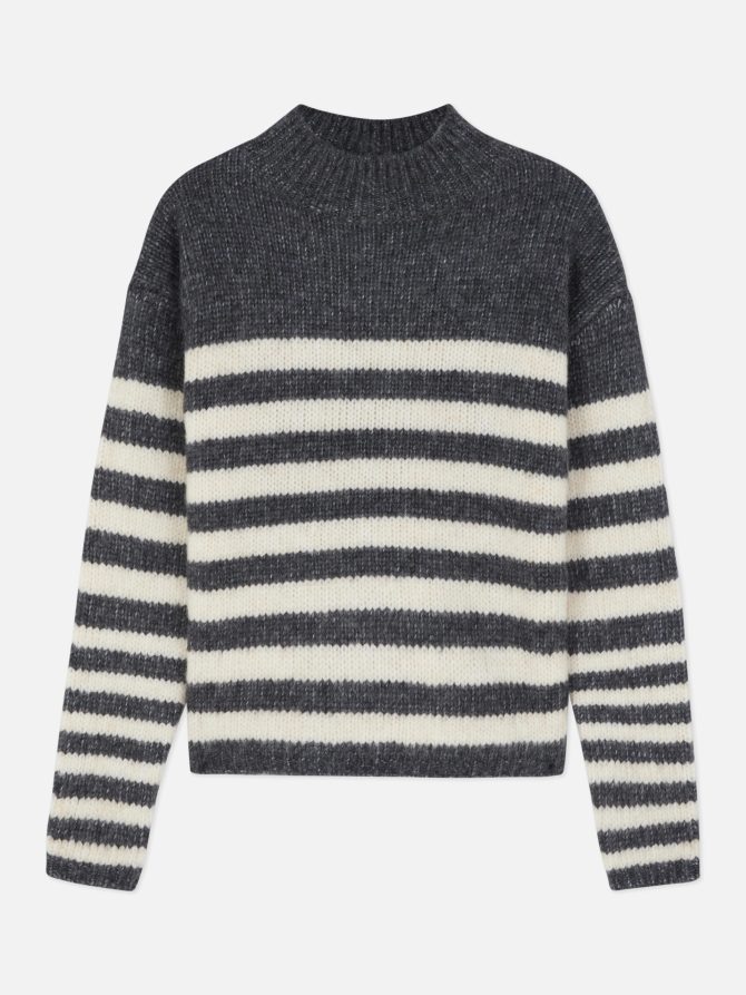 Stripe Mock Neck Sweater