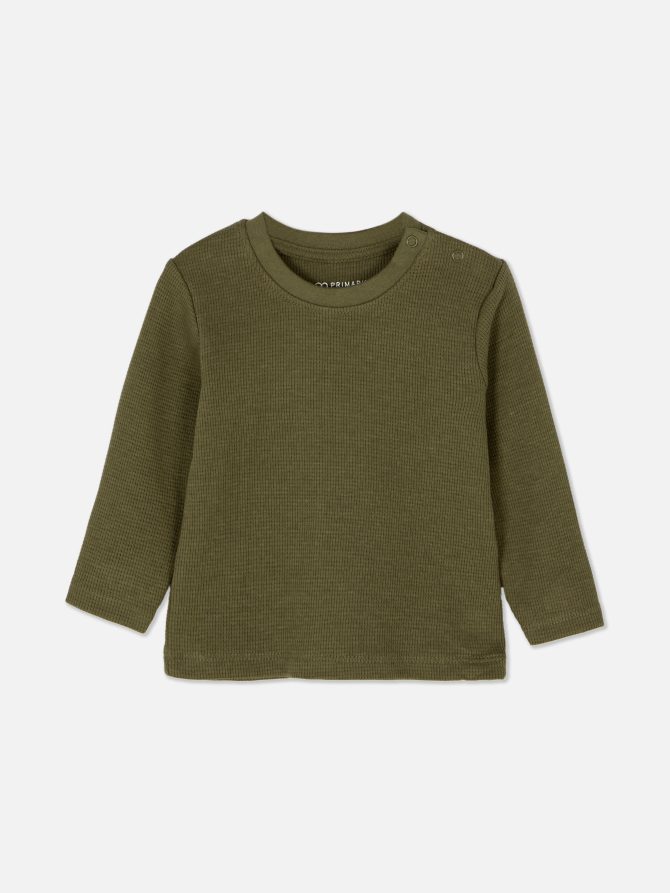 Waffle Texture Long Sleeve T-Shirt