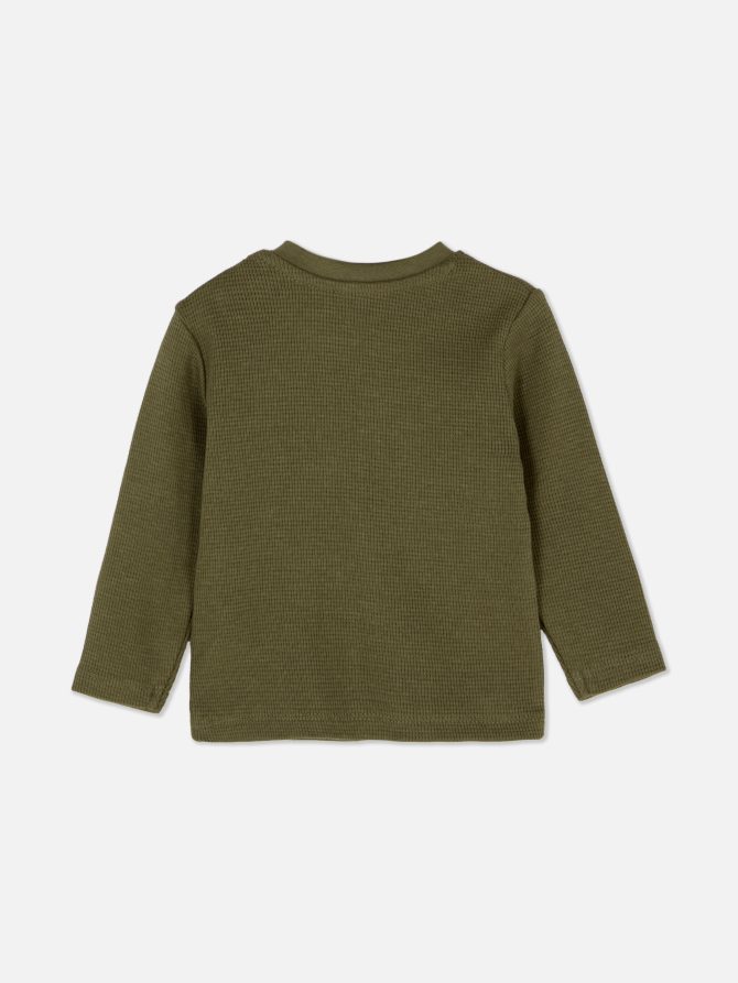 Waffle Texture Long Sleeve T-Shirt - Image 2