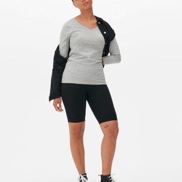V-Neck Long Sleeve Cotton Rich Top