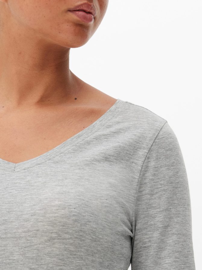 V-Neck Long Sleeve Cotton Rich Top - Image 3