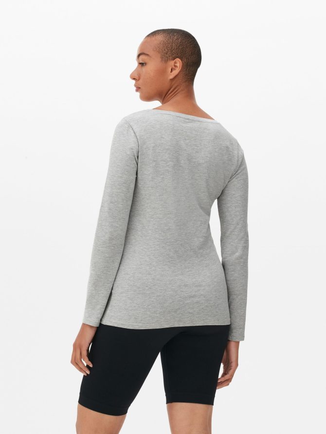 V-Neck Long Sleeve Cotton Rich Top - Image 4