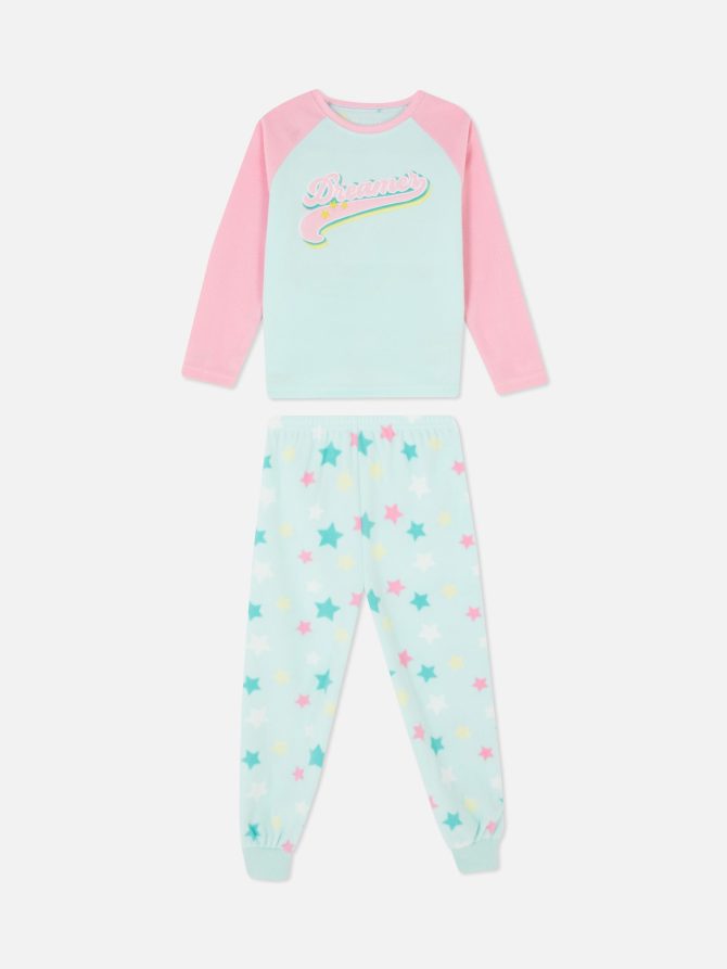 Dreamer Embroidered Fleece Pajama Set