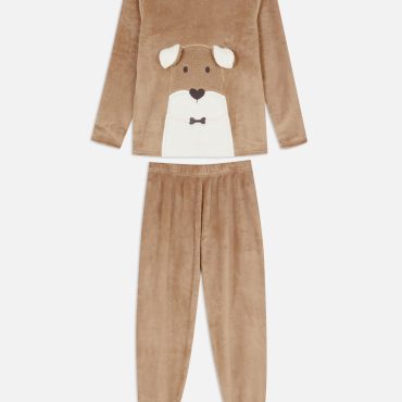 Puppy Fleece Pajama Top and Bottoms Set