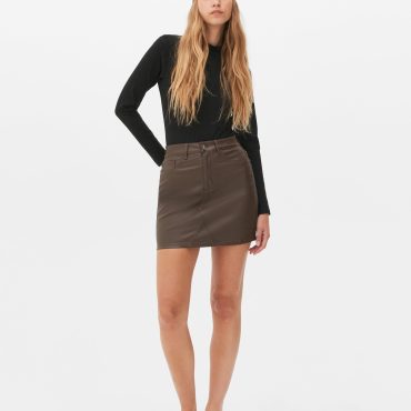 Coated Denim Mini Skirt