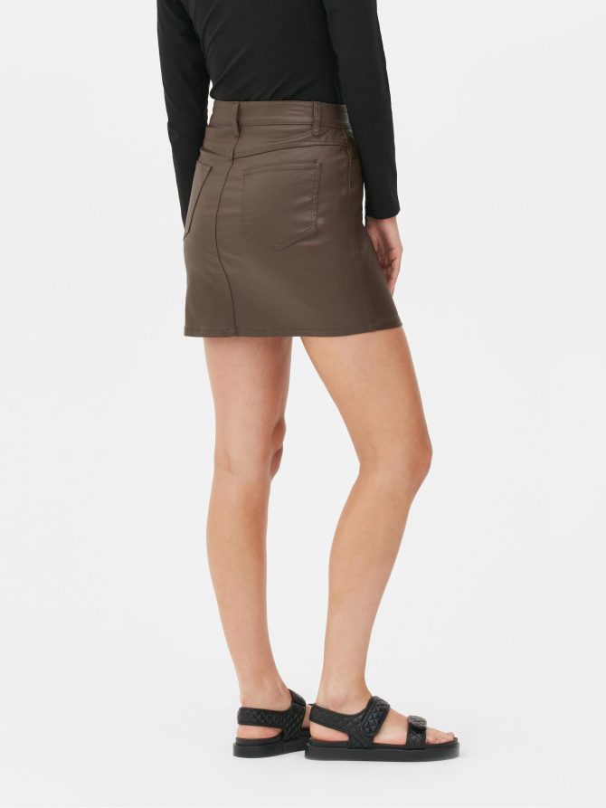 Coated Denim Mini Skirt - Image 4