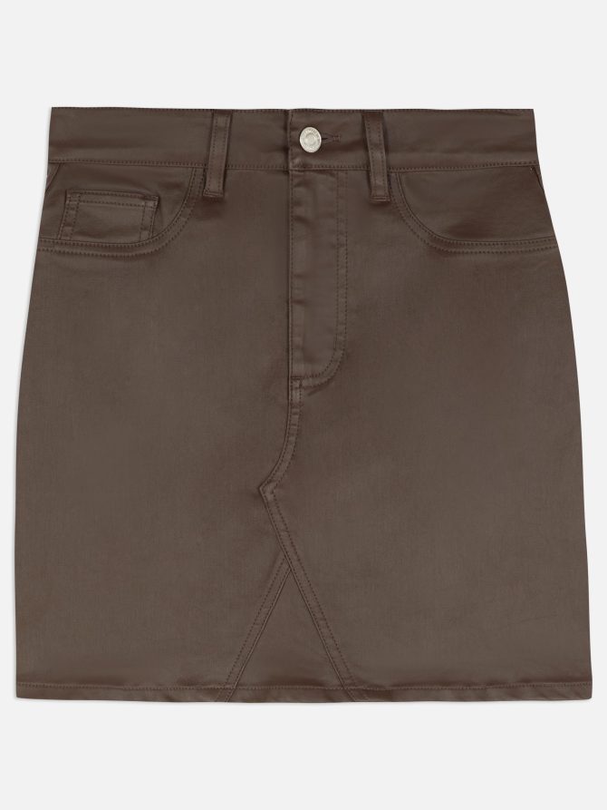 Coated Denim Mini Skirt - Image 5