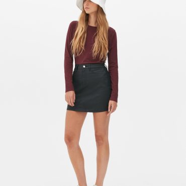 Coated Denim Mini Skirt