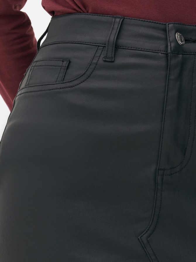 Coated Denim Mini Skirt - Image 3