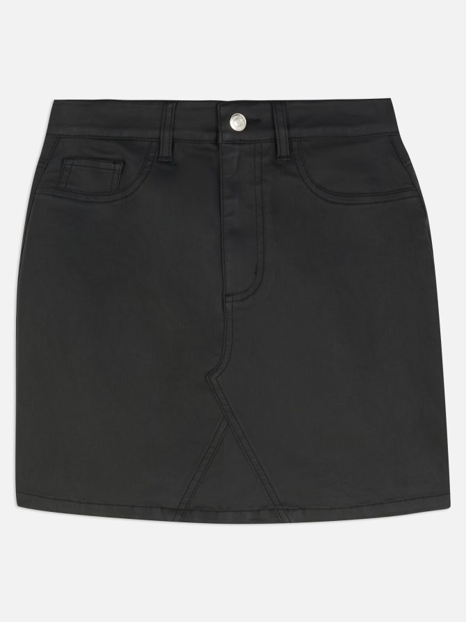 Coated Denim Mini Skirt - Image 5