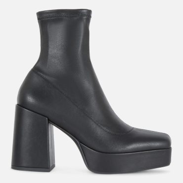 Faux Leather Platform Ankle Boots