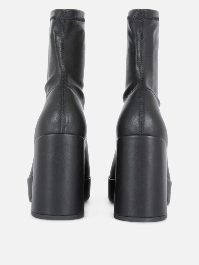 Faux Leather Platform Ankle Boots - Image 3
