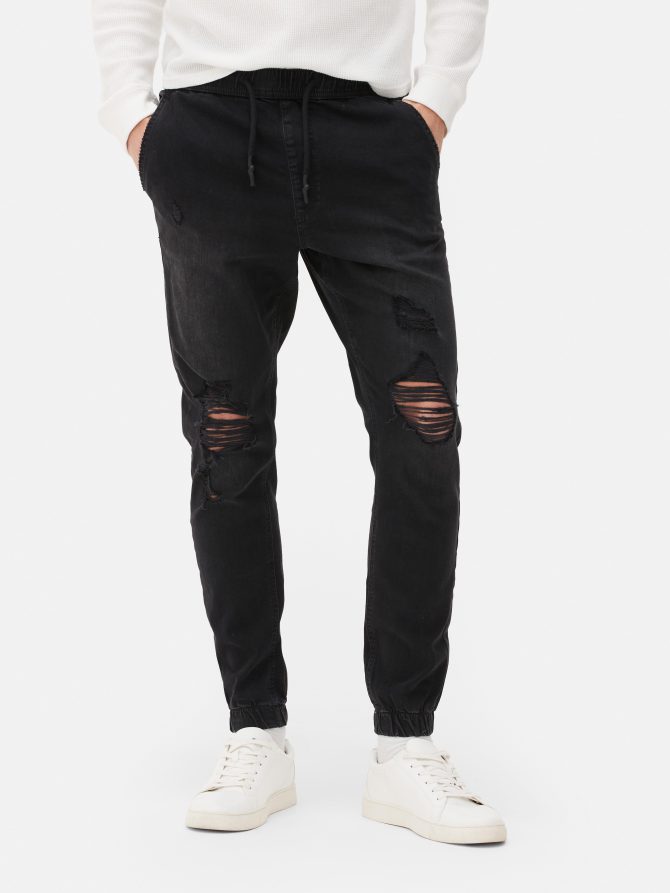 Cuffed Denim Joggers - Image 2