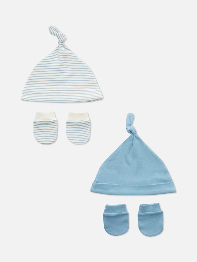 2-Pack Cotton Hat and Mittens Set - Image 2