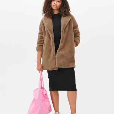 Faux Fur Single Breasted Coat