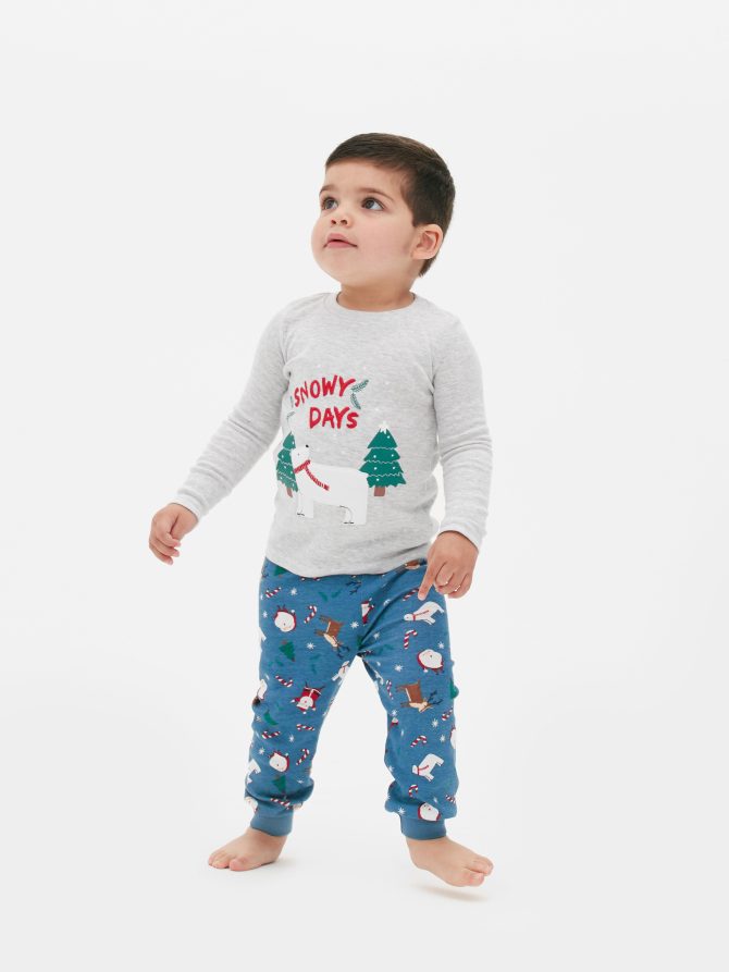 Christmas Printed Jersey Pajama Set