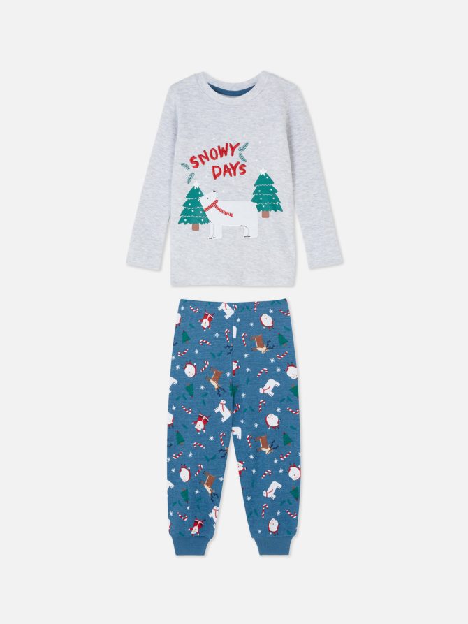 Christmas Printed Jersey Pajama Set - Image 3