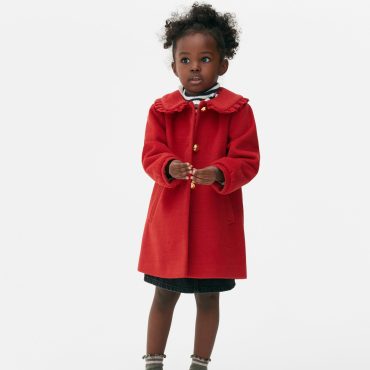 Ruffle Collar Button-Up Coat