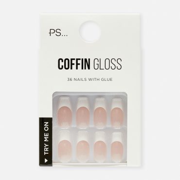 PS Glossy French Jewel Faux Nails