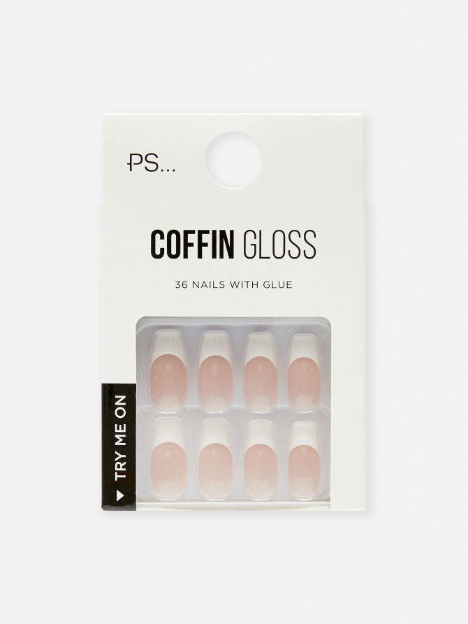 PS Glossy French Jewel Faux Nails