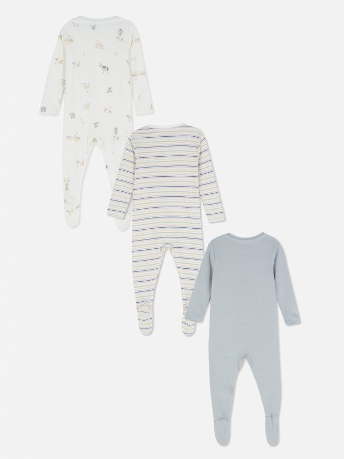 3-Pack Print Sleeper Babygrows - Image 2