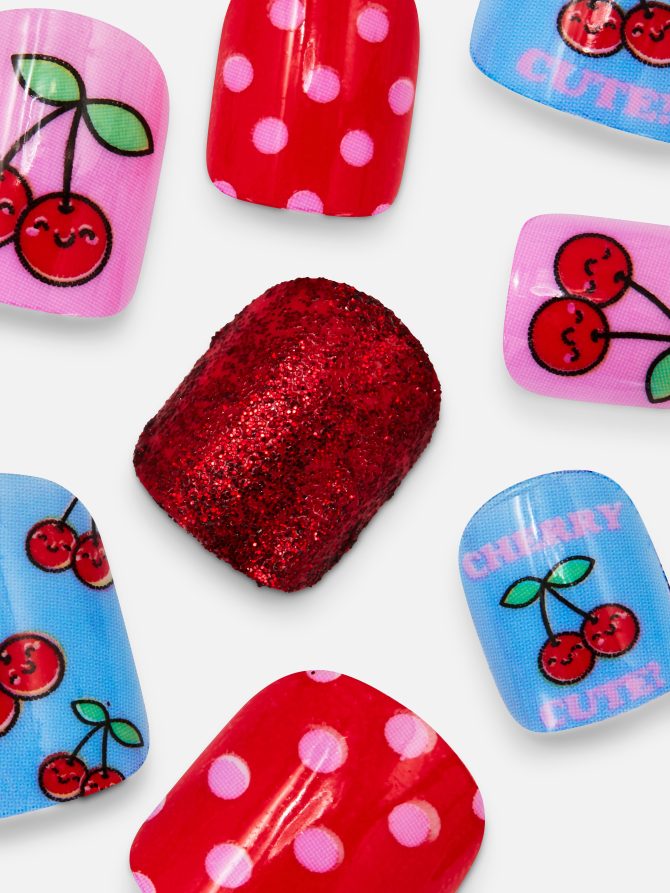 Kids' Cherry Graphic Press On Nails - Image 3