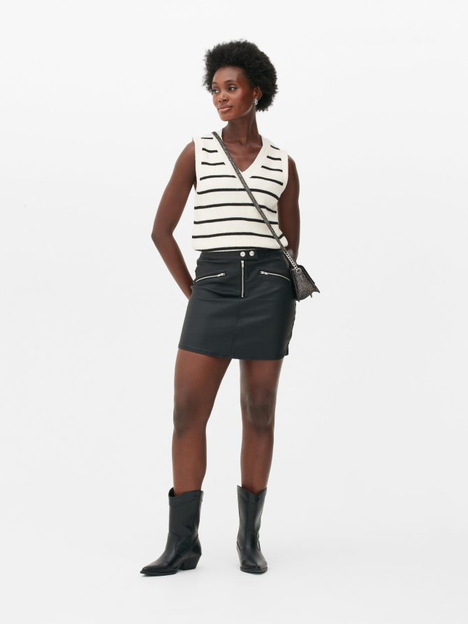 Coated Zip Skirt