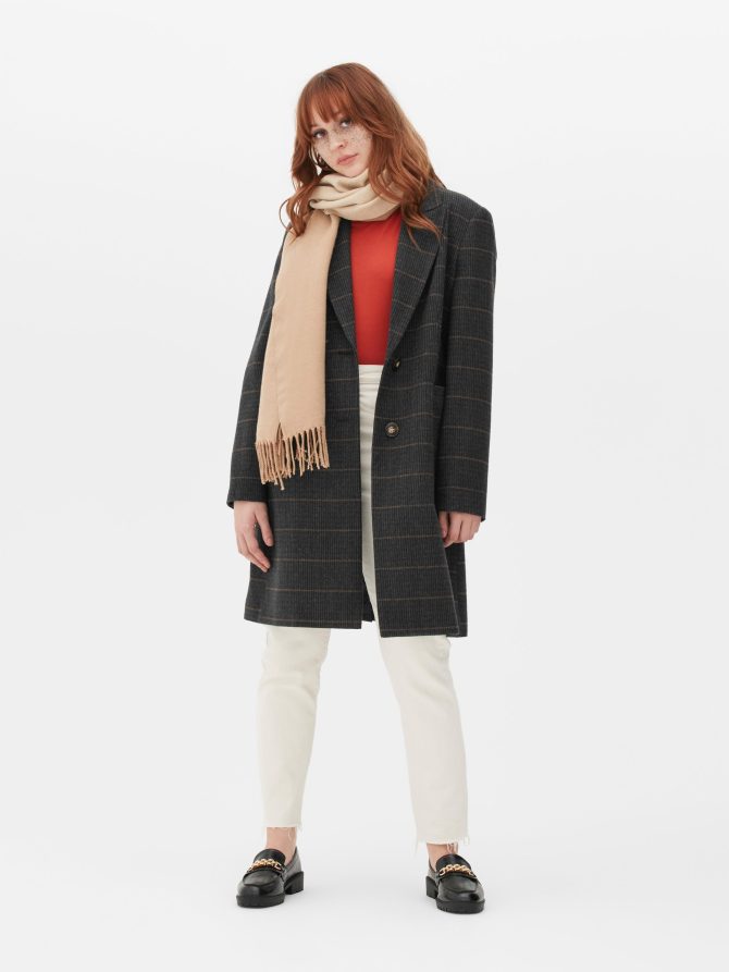 Checked Single-Breasted Coat