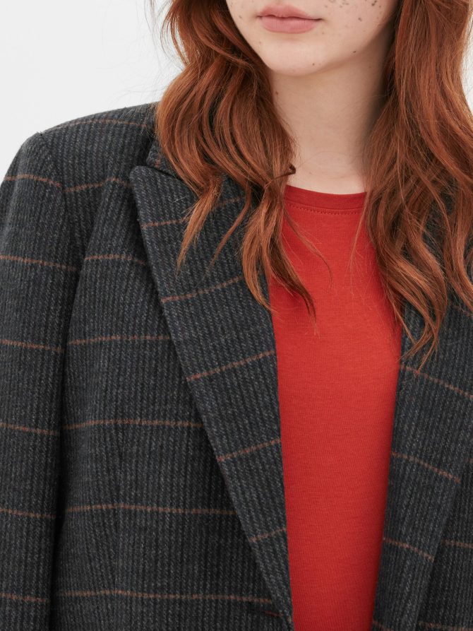 Checked Single-Breasted Coat - Image 3
