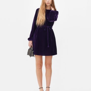 Velvet Long Sleeve Smock Dress