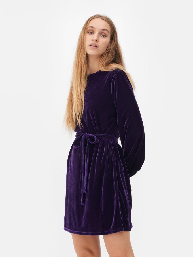 Velvet Long Sleeve Smock Dress - Image 2