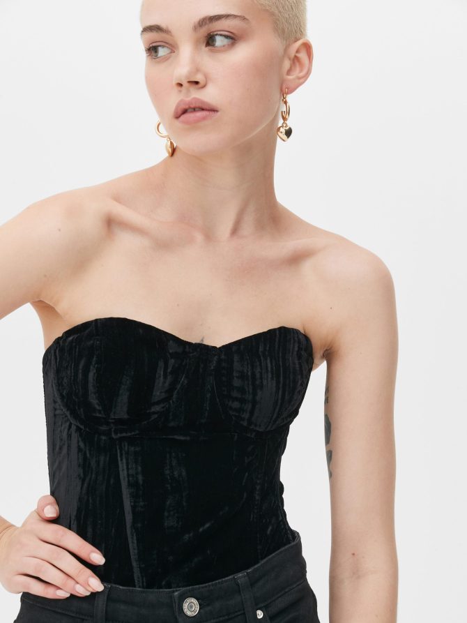 Velvet Bustier Cupped Corset Top - Image 3