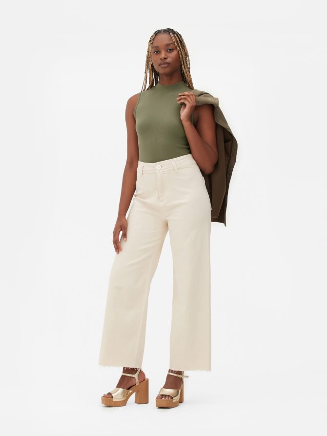 High Neck Narrow Rib Bodysuit