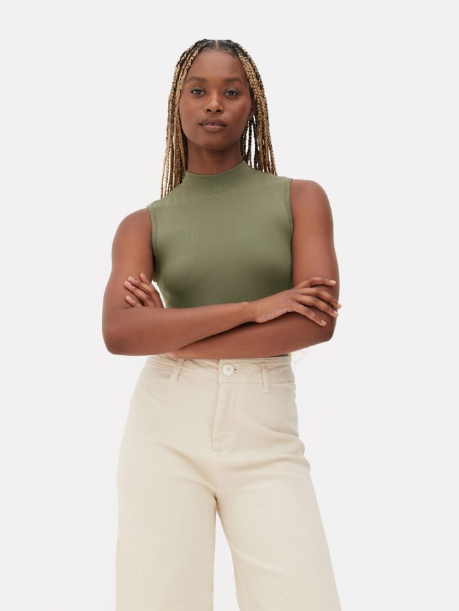 High Neck Narrow Rib Bodysuit - Image 2