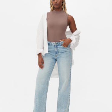 High Neck Narrow Rib Bodysuit