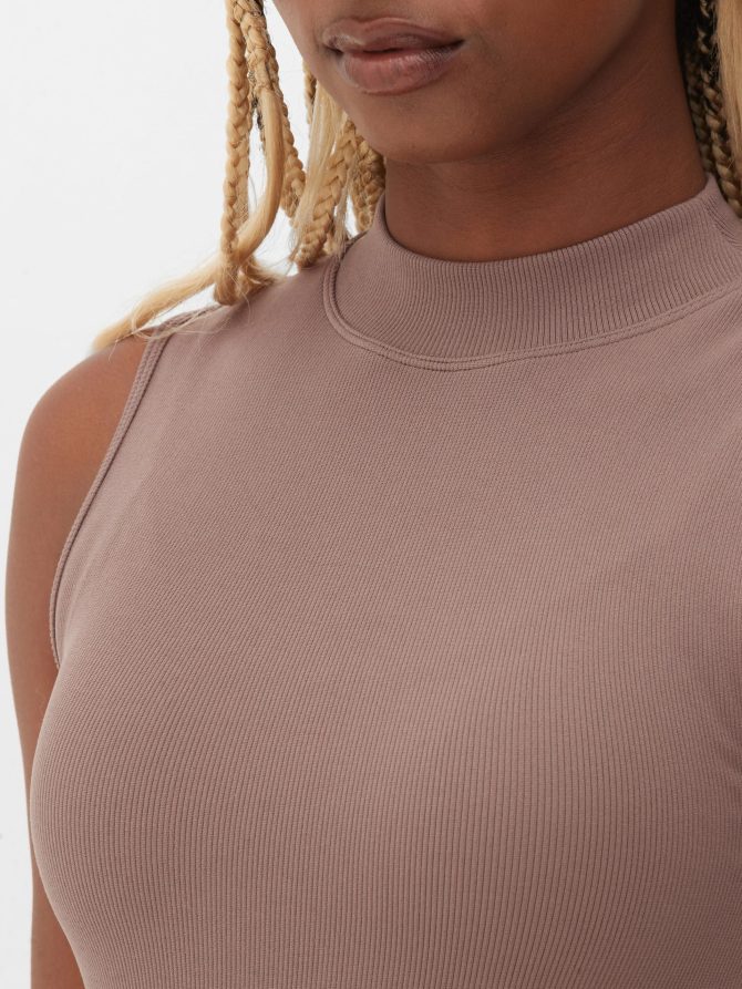 High Neck Narrow Rib Bodysuit - Image 3