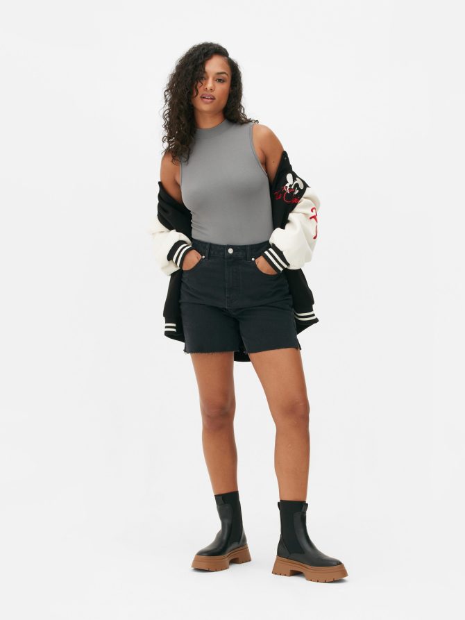 High Neck Narrow Rib Bodysuit