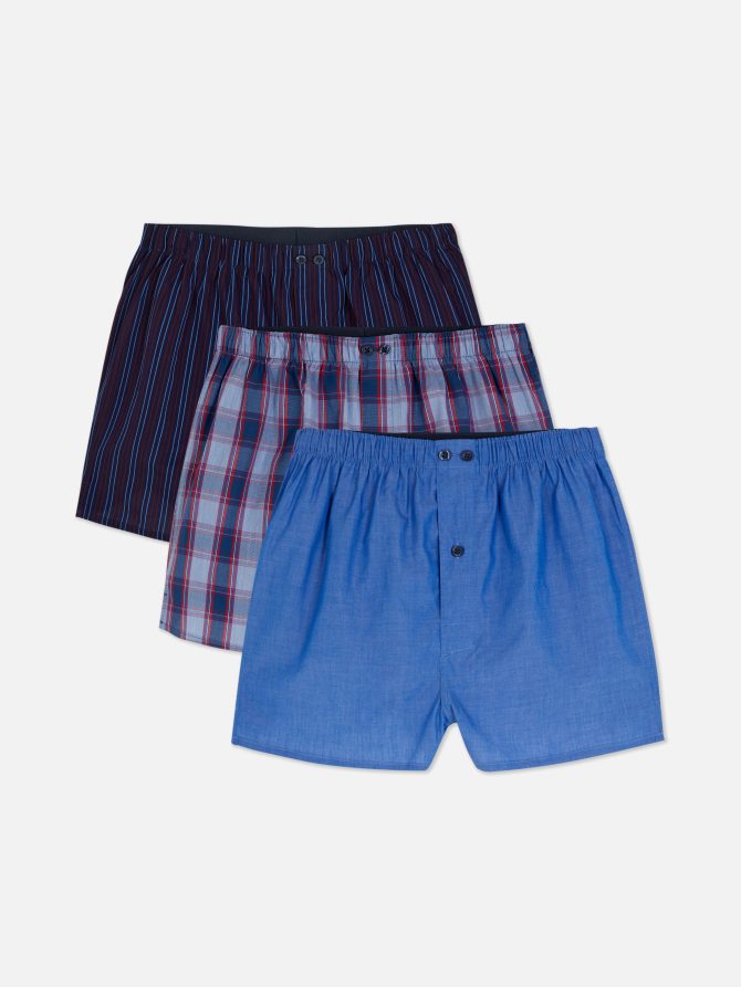 3-Pack Button-Front Boxers