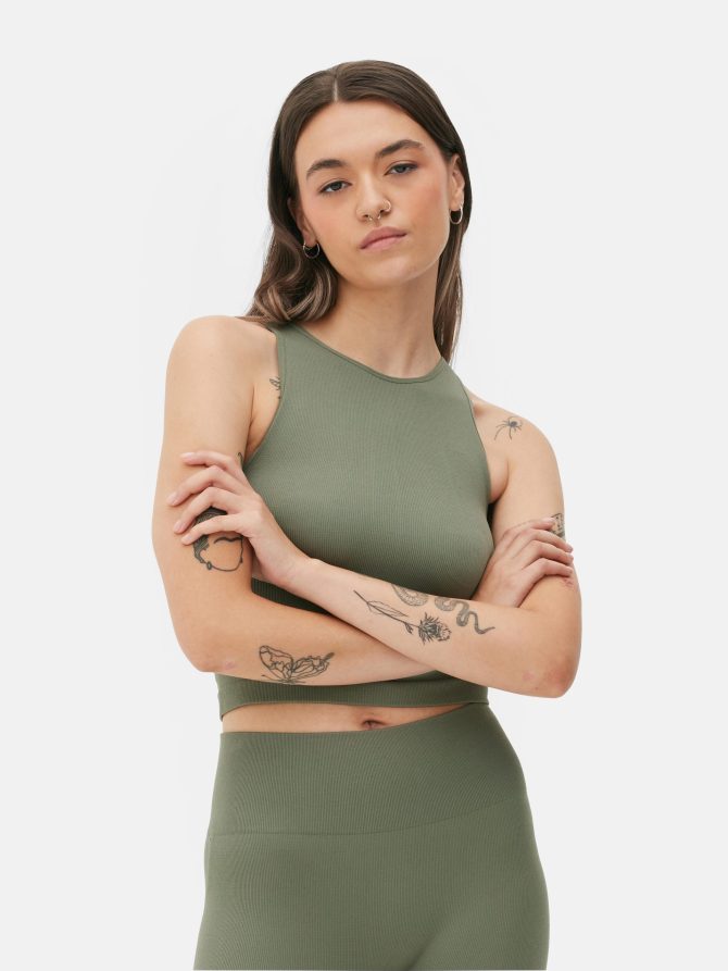 Rib Cropped Tank Top - Image 2
