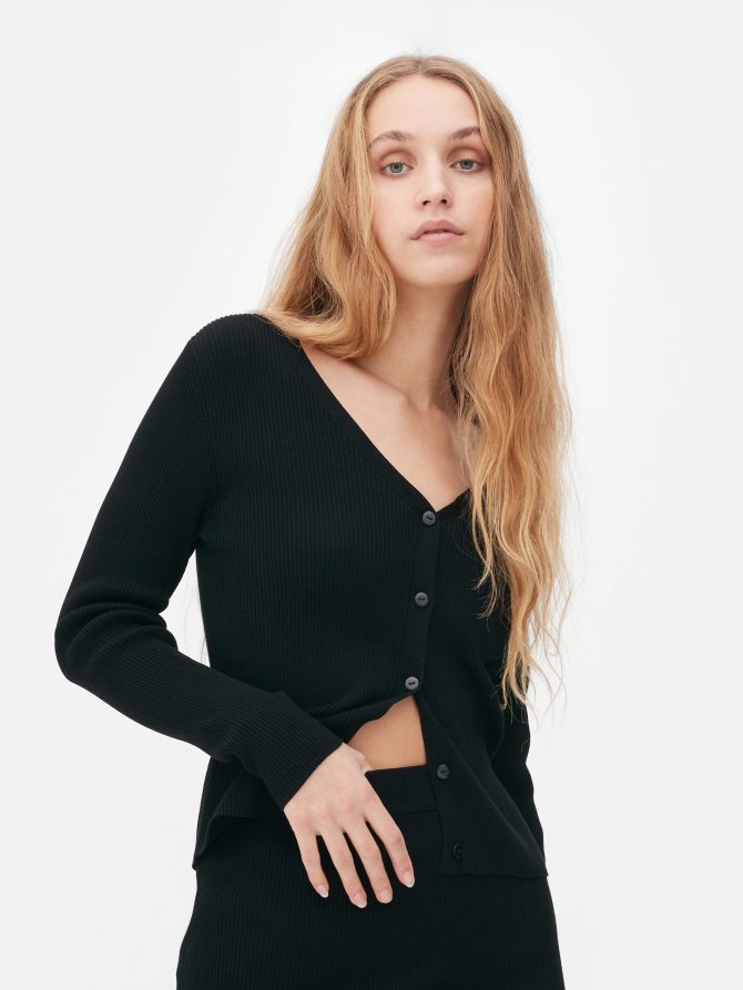 Ribbed V-Neck Cardigan - Image 2