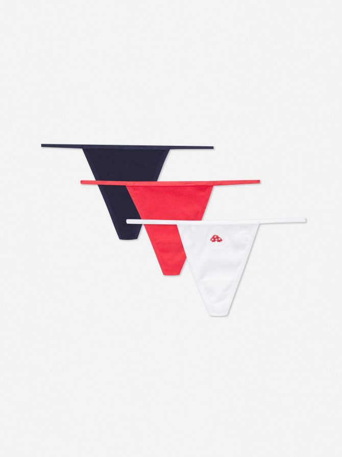 3-Pack Ribbed G-String Thongs