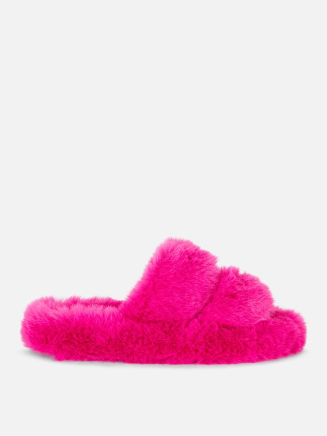 Fluffy Double Strap Slippers