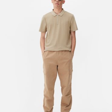 Cable Texture Quarter Zip Polo Shirt