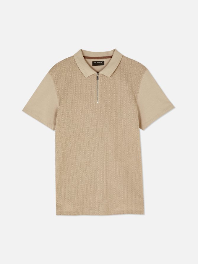 Cable Texture Quarter Zip Polo Shirt - Image 5