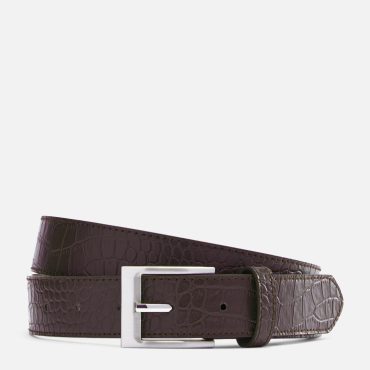 Crocodile Embossed Faux Leather Belt