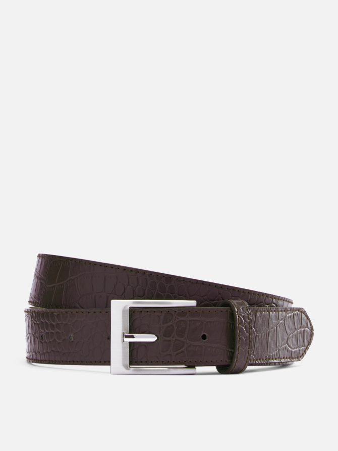 Crocodile Embossed Faux Leather Belt